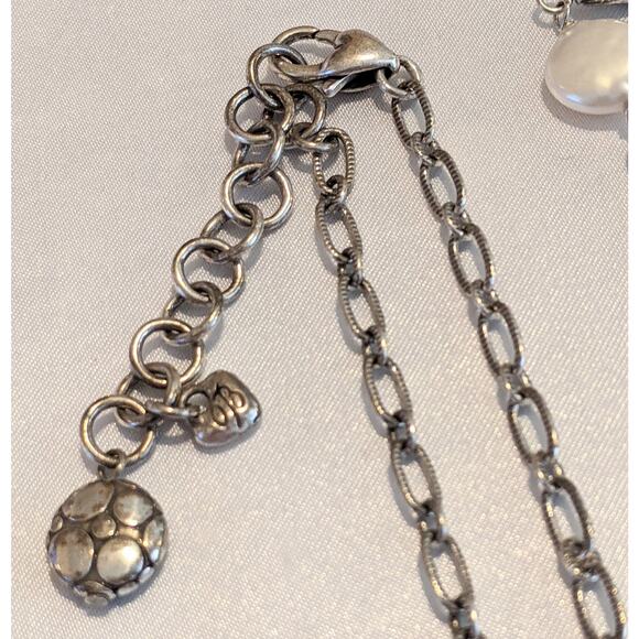 Brighton PEBBLE PEARL Long Chain Necklace Silver Oval Links White Pearls - Picture 7 of 7